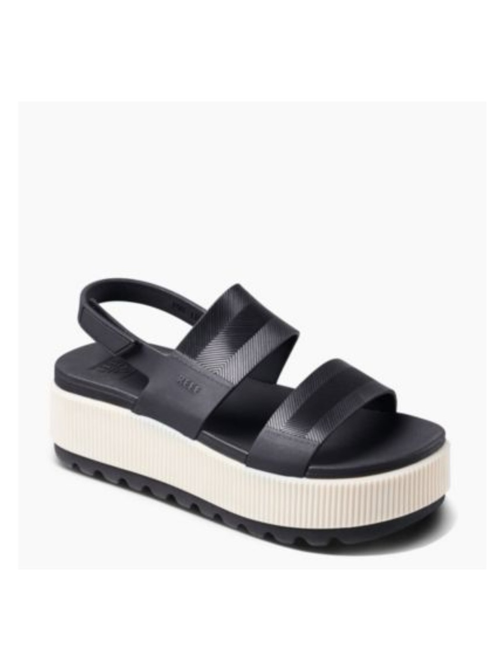 Reef Higher Vista Black Platform Slide Sandals with Back Strap - Women